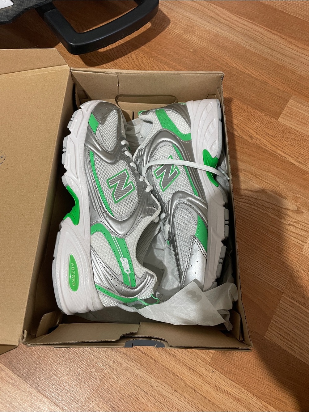 New Balance Kids Silver and Green Runner Sneakers